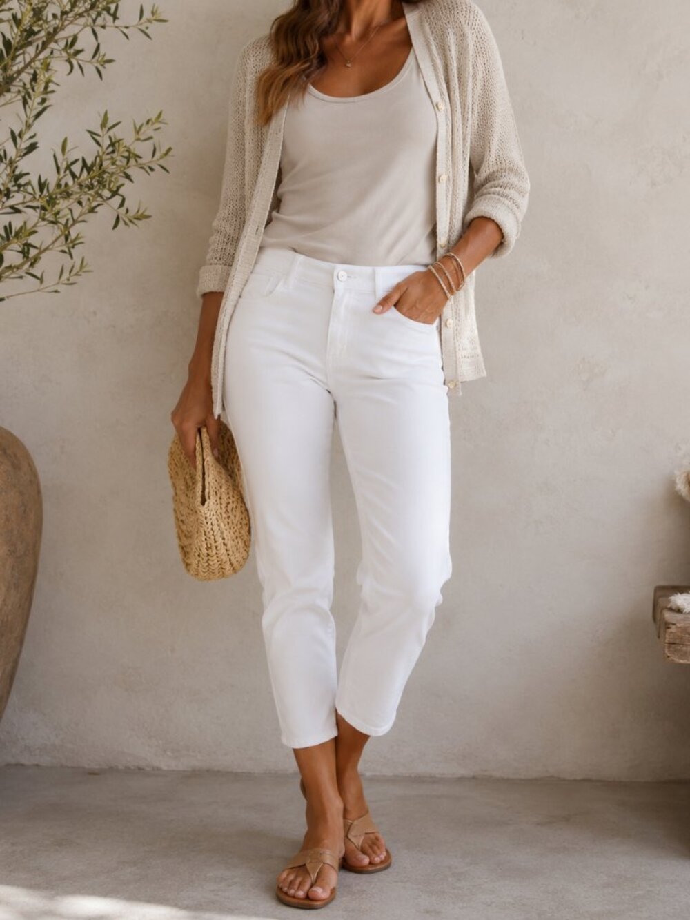 Wit & Wisdom White Cropped Ankle Jeans